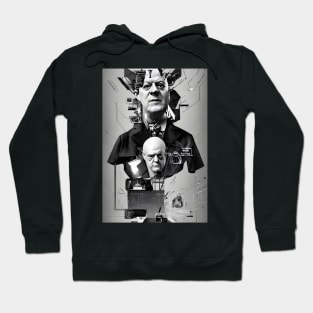 Black and White Cyberpunk Aleister Crowley The Great Beast of Thelema painted in a Surrealist and Impressionist style Hoodie